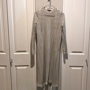 Long Striped Cardigan with Side Slit